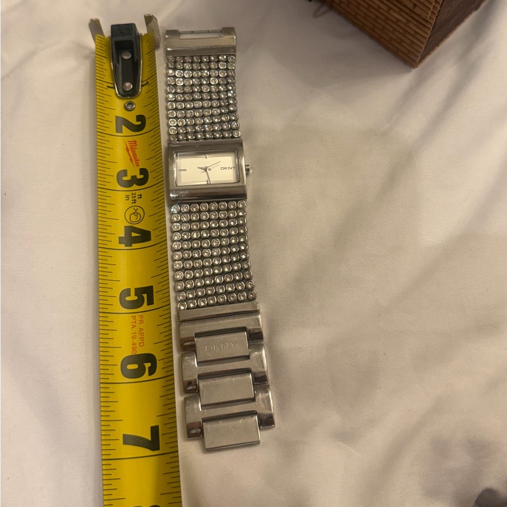 Dkny Silver Rectangular Watch With Crystal Detail… - image 4